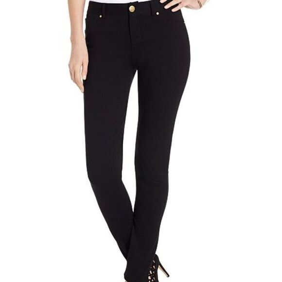 INC Black Petite Leggings Zipper Fly & Button - Picture 1 of 4